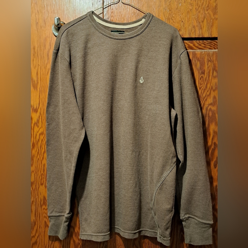 Volcom Men's Ribbed Brown Long Sleeve